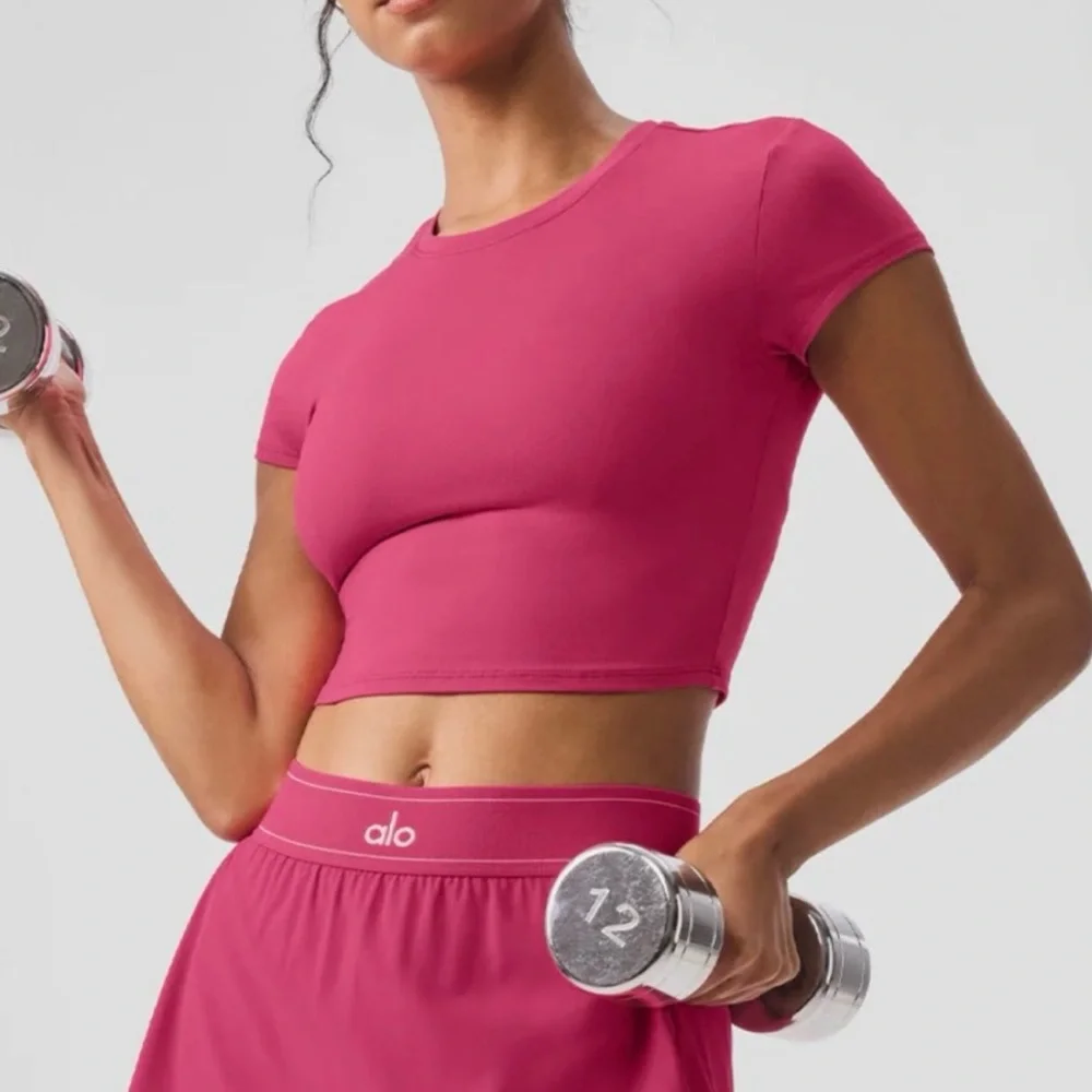 ALO Yoga Finesse Crop Tee- Pink Summer Crush!